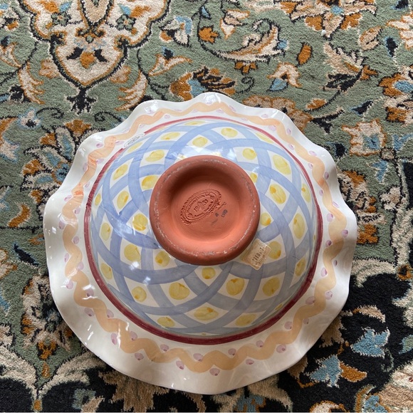 Vintage MacKenzie Childs RETIRED Ruffled Pedestal Bowl Compote-Aalsmeer - Picture 7 of 8